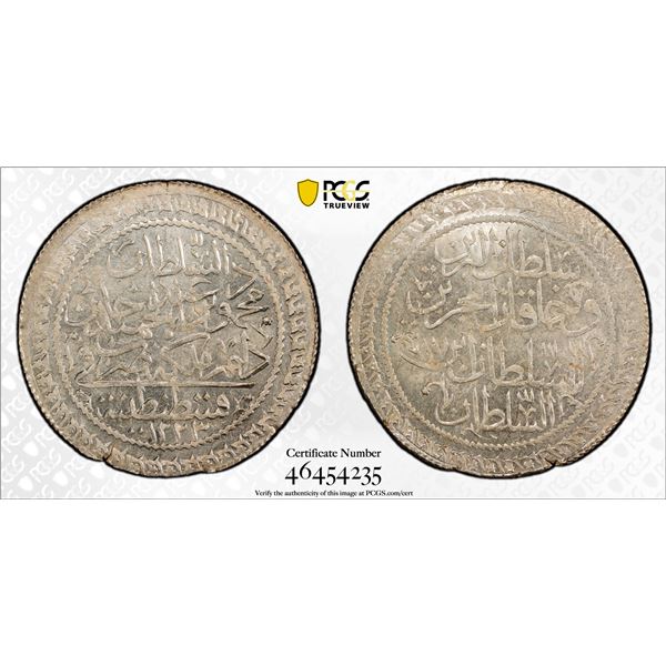 TURKEY: Mahmud II, 1808-1839, AR 60 para, Kostantiniye, AH1223 year 17, PCGS MS63