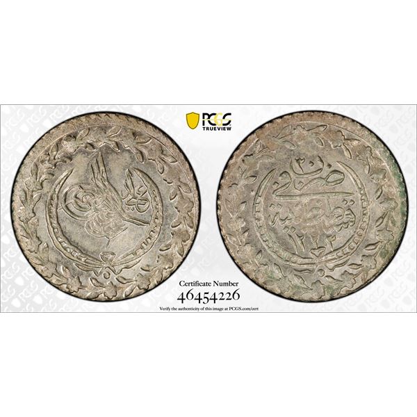 TURKEY: Mahmud II, 1808-1839, AR 20 para, Kostantiniye, AH1223 year 30, PCGS MS64