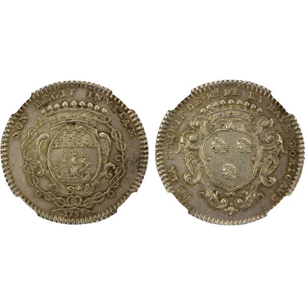 FRANCE: Ludwig XV, 1715-1774, AR jeton, 1738, NGC MS63