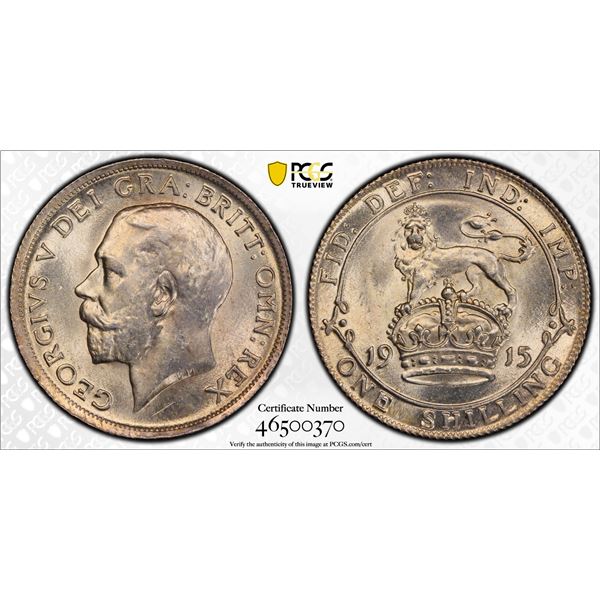 GREAT BRITAIN: George V, 1910-1936, AR shilling, 1915, PCGS MS64