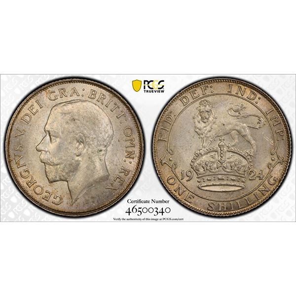 GREAT BRITAIN: George V, 1910-1936, AR shilling, 1924, PCGS MS63