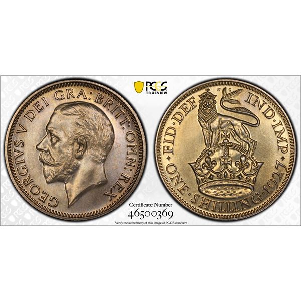 GREAT BRITAIN: George V, 1910-1936, AR shilling, 1927, PCGS Proof 65