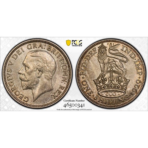 GREAT BRITAIN: George V, 1910-1936, AR shilling, 1929, PCGS MS64