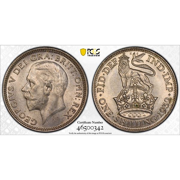 GREAT BRITAIN: George V, 1910-1936, AR shilling, 1932, PCGS MS64