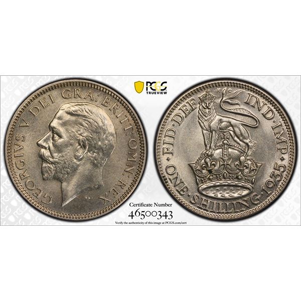 GREAT BRITAIN: George V, 1910-1936, AR shilling, 1935, PCGS MS64