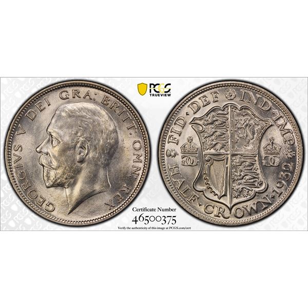 GREAT BRITAIN: George V, 1910-1936, AR halfcrown, 1932, PCGS MS64