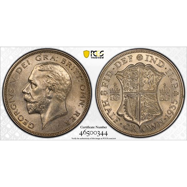 GREAT BRITAIN: George V, 1910-1936, AR halfcrown, 1935, PCGS MS63