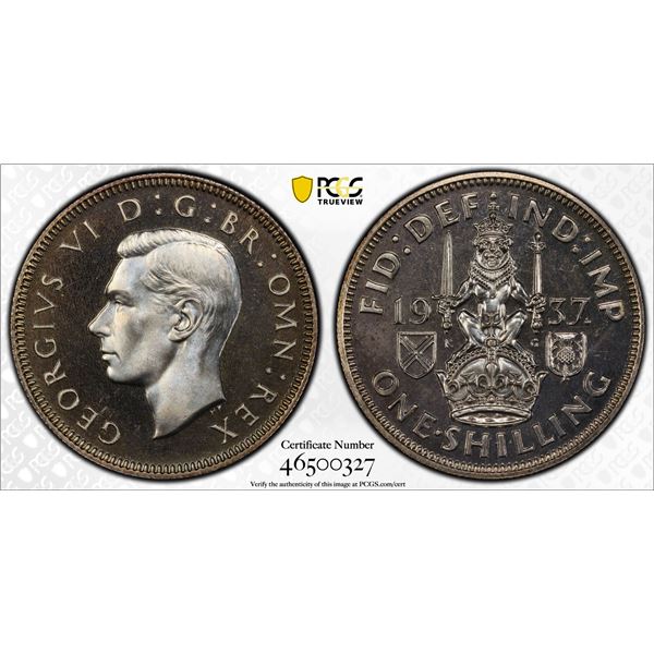 GREAT BRITAIN: George VI, 1936-1952, AR shilling, 1937, PCGS Proof 66