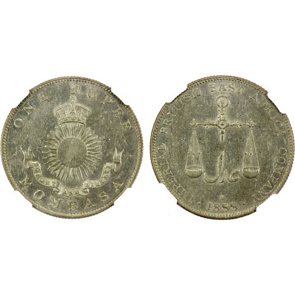 MOMBASA: Victoria, 1888-1896, AR rupee, 1888-H, NGC AU58