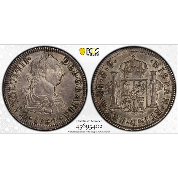 MEXICO: Carlos III, 1759-1788, AR 2 reales, 1784-Mo, PCGS AU58
