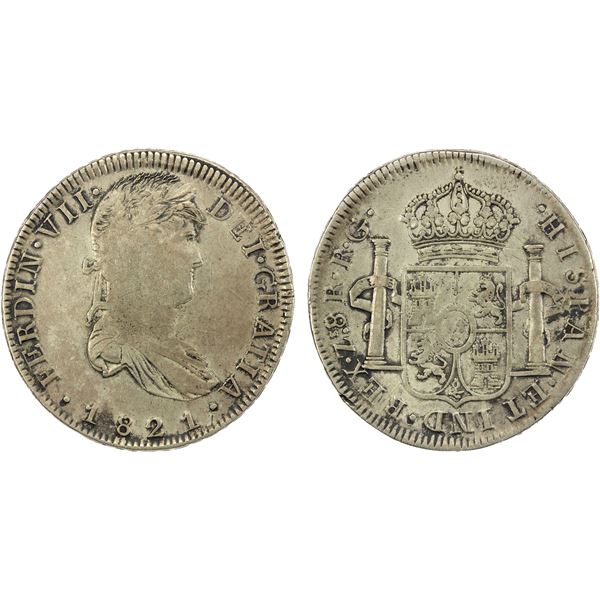 MEXICO: Fernando VII, 1808-1821, AR 8 reales, Zacatecas, 1821-Zs, VF