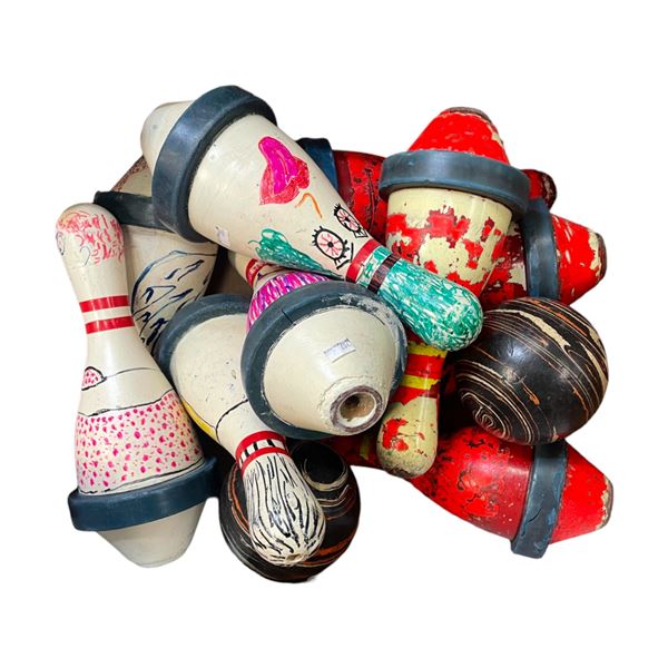 Vintage Bowling Ball Pins And Balls