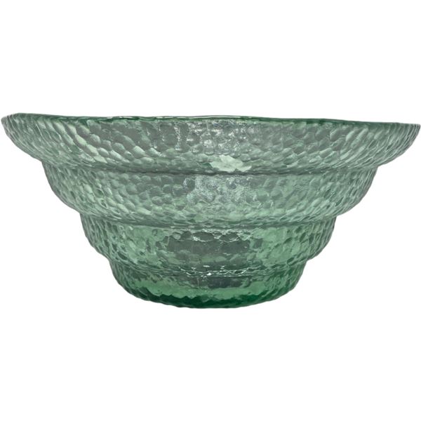 Large Art Glass Ribbed Bowl