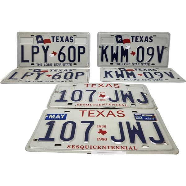 6 Texas License Plates