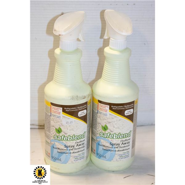 LOT OF 2 NEW 950ML SAFE BLEND SPRAY/AWAY STAIN