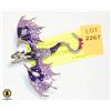 SILVER PURPLE DRAGON BROOCH WITH