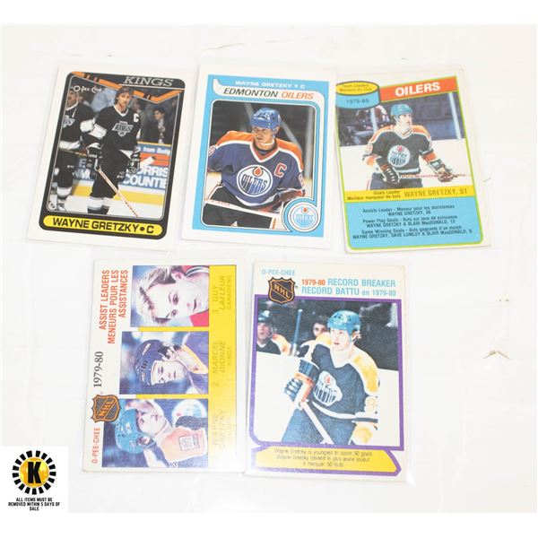 LOT OF 5 WAYNE GRETZKY CARDS