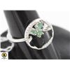 Image 1 : #49-UNHEATED GREEN EMERLAD & CZ RING SIZE 7.25