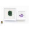 Image 1 : #91-UNHEATED AMETHYST 4.15CT & EMERLAD 8.75CT