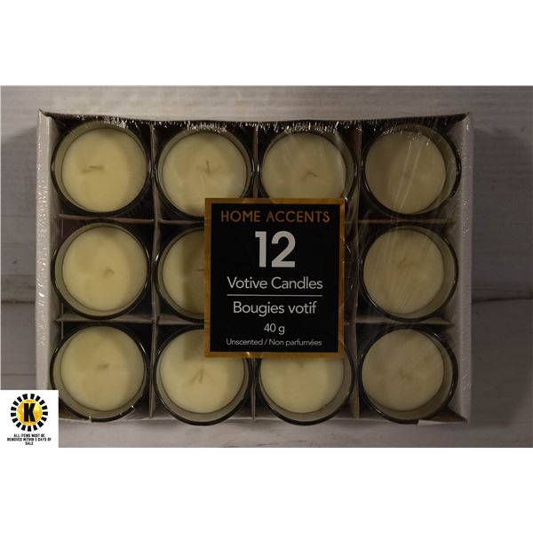 HOME ACCENTS PACK OF 12 VOTIVE CANDLES NEW SEALED