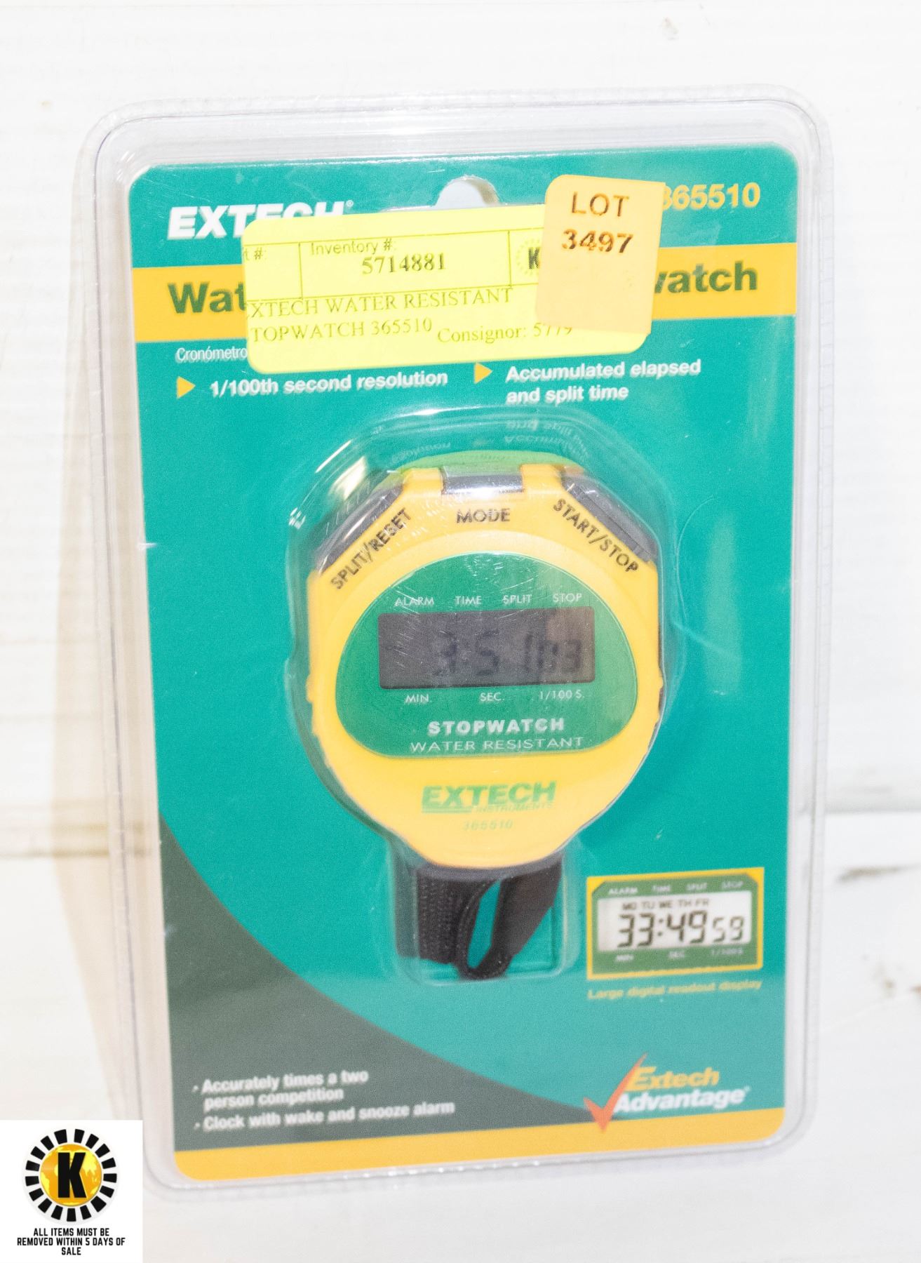 EXTECH WATER RESISTANT STOPWATCH 365510