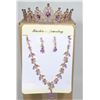 Image 1 : NEW GOLD TONE LILAC AND CLEAR RHINESTONE BRIDAL