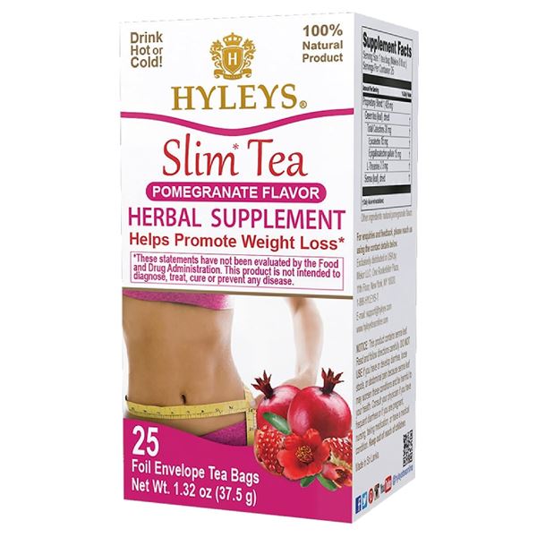 NEW BOX OF HYLEYS SLIM TEA POMEGRANATE FLAVOR