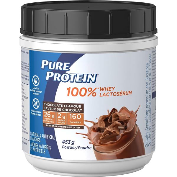 NEW 453G BOTTLE OF PURE PROTEIN 100% WHEY POWDER