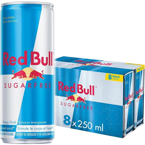 NEW BOX OF 8 RED BULL SUGAR FREE ENERGY DRINKS