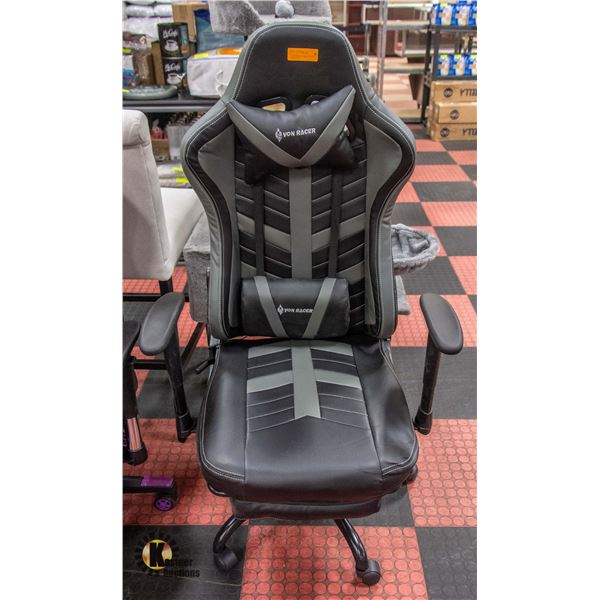 NEWLY ASSEMBLED VON RACER GAMING CHAIR W/FOOT REST