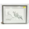 Image 1 : FRAMED PENCIL DRAWING OF BIG HORN SHEEP 23" X 30"