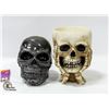 2 HALLOWEEN SKULLS (9" & 8" TALL)