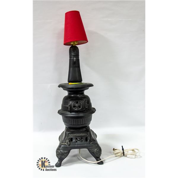 VINTAGE REPLICA WOOD STOVE TABLE LAMP 26"