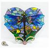 Image 1 : STAINED GLASS STYLE HEART DRAGONFLY 25.75" X 23.5"