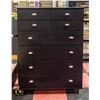Image 1 : DARK WOOD 5-DRAWER TALL BOY DRESSER -