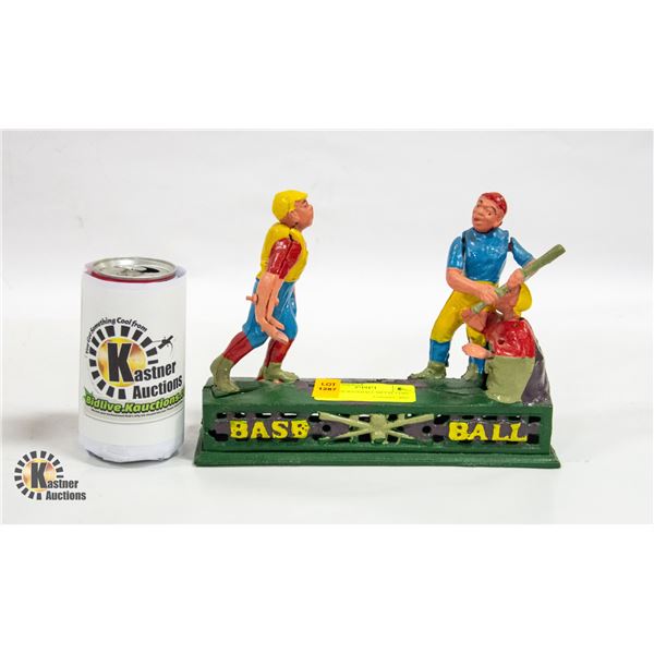 BASEBALL CAST IRON COIN BANK