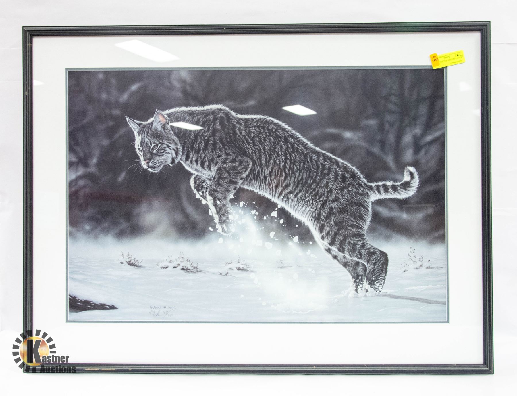 Artist R Fehr FRAMED LYNX PRINT R.FEHR 1992 #169/650