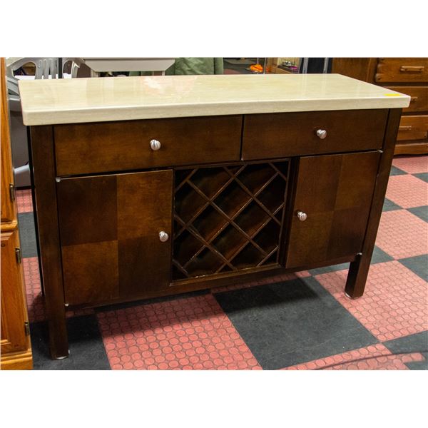 FAUX STONE TOP WINE STORAGE SIDEBOARD H-34  W-19 