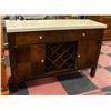 Image 1 : FAUX STONE TOP WINE STORAGE SIDEBOARD H-34" W-19"