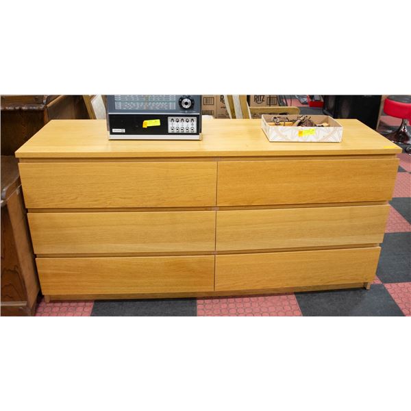 WOOD TONE DRESSER W/6 DRAWERS H-30.5" W-19"