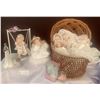 Image 1 : Basket Of Babies with Collectible Porcelain Miniatures and Angel Figurines