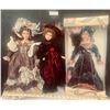 Image 1 : Three Collecible Hand Crafted Victorian Porcelain 18H Antique Dolls  New and Gently Used