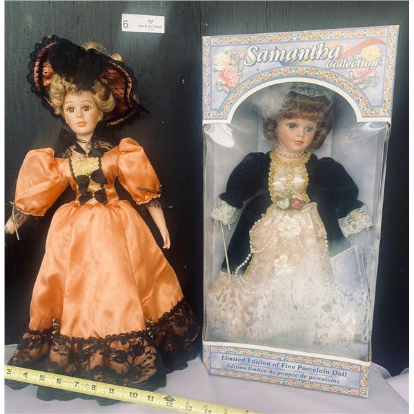 Two Limited Edition Classic Beauty Vintage Collectible Porcelain Dolls  Samantha Collection