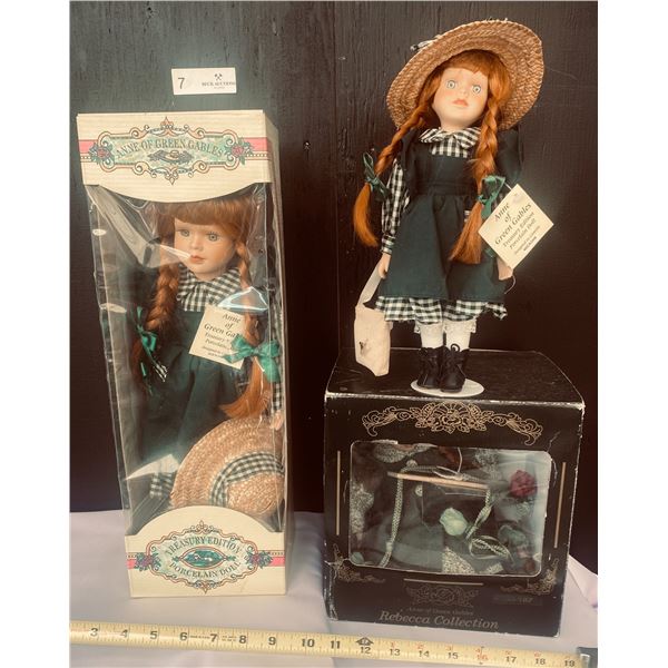 Trio of Anne of Green Gables Collectible Hand Crafted Porcelain Dolls