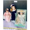 Image 1 : Century Collectibles Doll with Teddy Bear and Two Victorian Style Pretty Porcelain Dolls