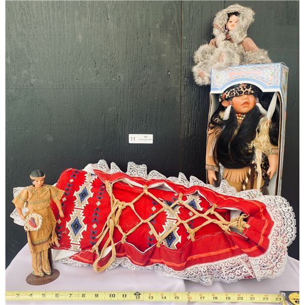 Northern Plains Native American Decorative Cradle Board with Avon International Indigenous Doll