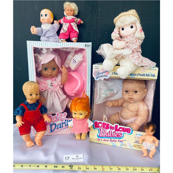 Lots to Love Babies and Baby Darling with multiple mini collectibles and Music Box Doll