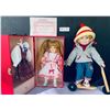 Image 1 : Two Collectible Porcelain Lasting Impression Vintage Doll and Boy on Scooter Ashton Drake Doll
