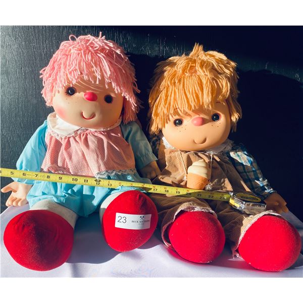 Vintage 1980 Ice Cream Girl and Boy Collectible Stuffed Dolls 28H