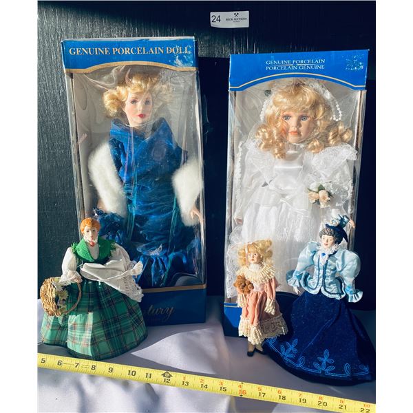 Two Brand New Genuine Porcelain Hand Crafted Dolls Certificate incl with Victorian Miniatures